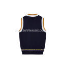 Boy's Knitted Contrast Top Barcode Hem School Vest